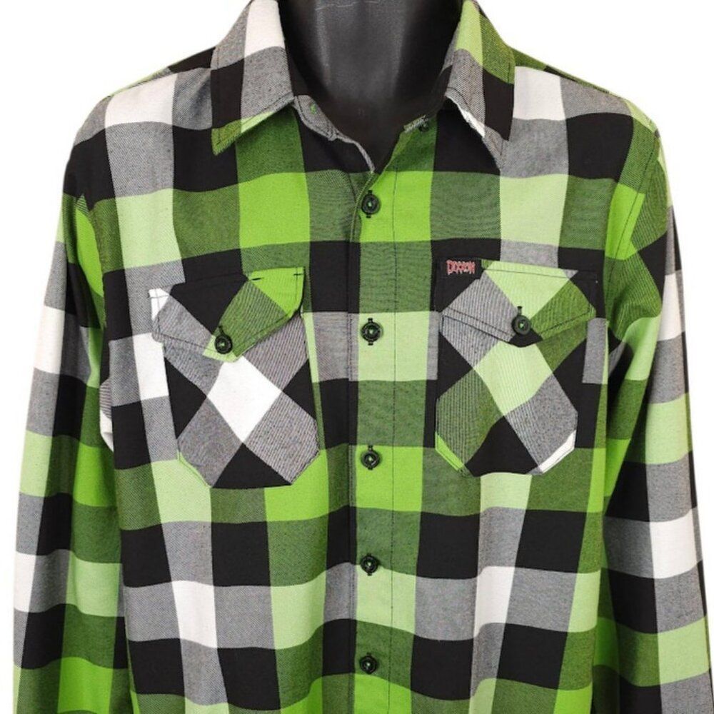 Dixxon Flannel Shirt Mens Size Medium Green Dragula Munsters Plaid